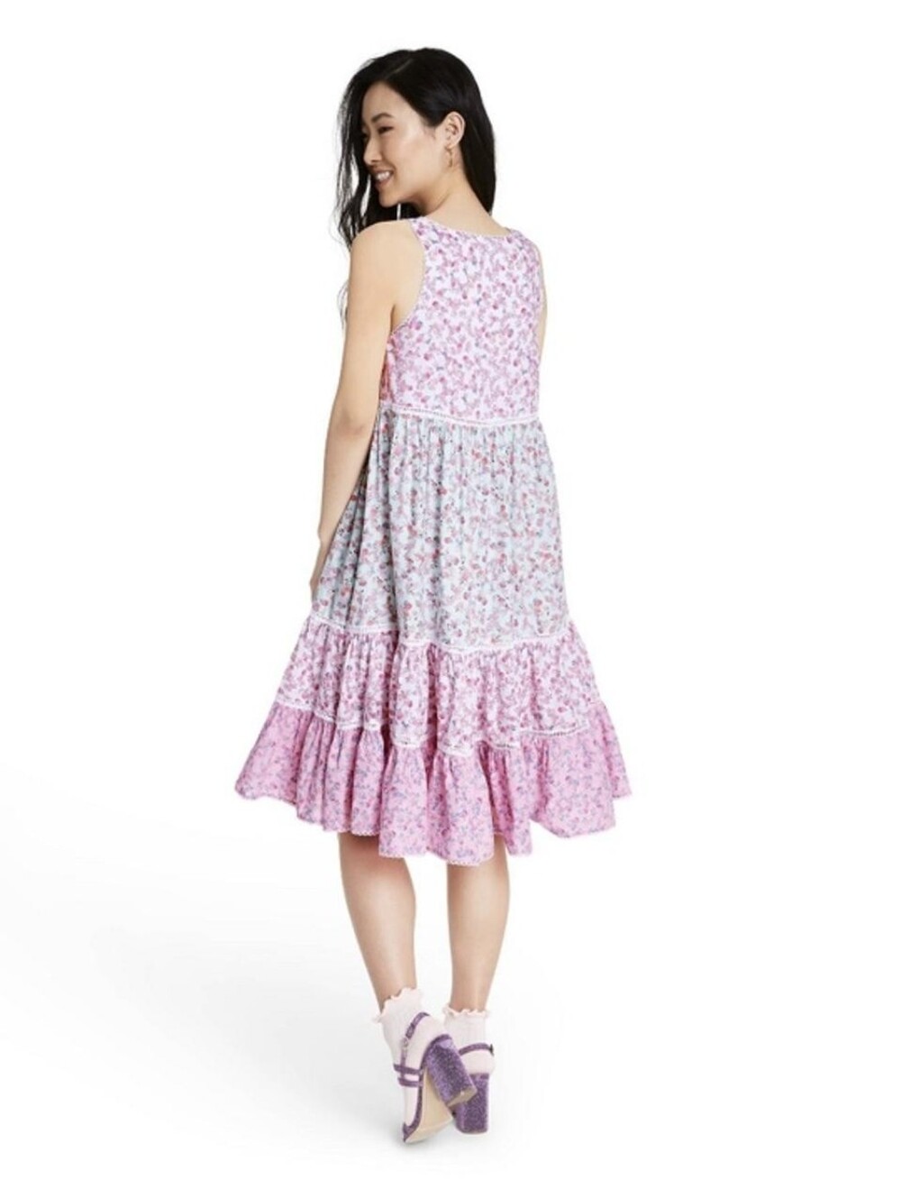 LoveShackFancy 100% Cotton Floral Tiered Midi Dress 2X - Picture 2 of 14